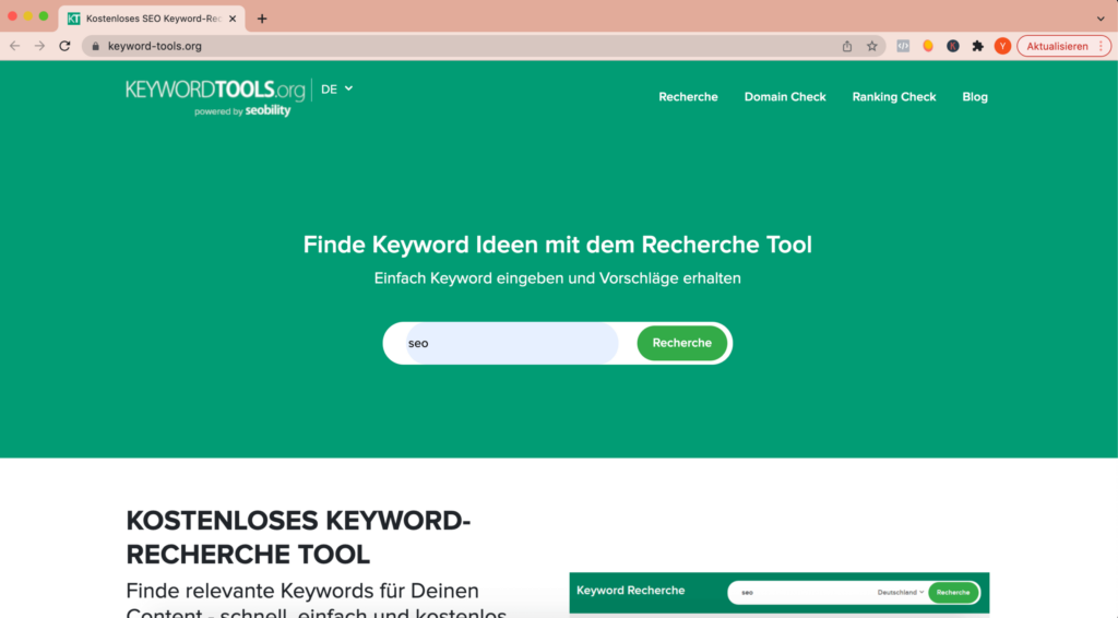 Keyword Tool SEO Tool um kostenlos Keywords zu recherchieren Yvonne Homann