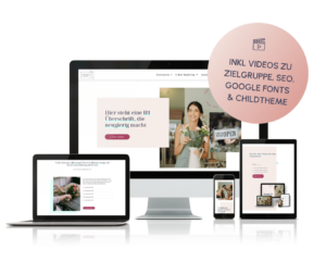 Wordpress Website Vorlage für Elementor Pro Kreativ Business Template mit Videotrainings Google Fonts einbinden SEO Basics Zielgruppe definieren und Child Theme erstellen